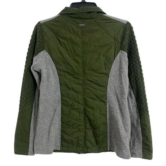 Prana Wool Blend Quilted Zinnia Full Zip Front Jacket Women's Size S Green Gray - Picture 2 of 7
